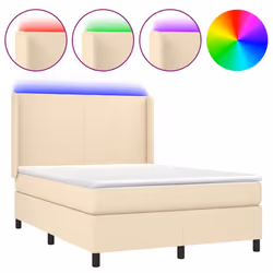 Letto a Molle con Materasso e LED Crema 140x190 cm in Tessutocod mxl 123239
