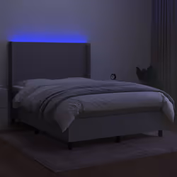 vidaXL Letto a Molle Materasso e LED Grigio Chiaro 140x200 cm Tessuto - Vista aggiuntiva 3