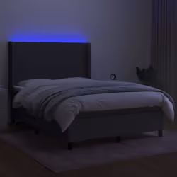 vidaXL Letto a Molle Materasso e LED Grigio Scuro 140x200cm in Tessuto - Vista aggiuntiva 3