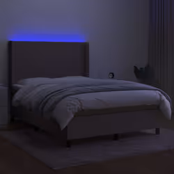 vidaXL Letto a Molle con Materasso e LED Tortora 140x200 cm in Tessuto - Vista aggiuntiva 3