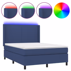 vidaXL Letto a Molle con Materasso e LED Blu 140x200 cm in Tessuto - Vista aggiuntiva 2