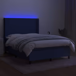 vidaXL Letto a Molle con Materasso e LED Blu 140x200 cm in Tessuto - Vista aggiuntiva 3