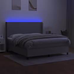 vidaXL Letto a Molle Materasso e LED Grigio Chiaro 160x200 cm Tessuto - Vista aggiuntiva 3
