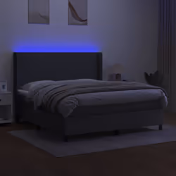 vidaXL Letto a Molle Materasso e LED Grigio Scuro 160x200cm in Tessuto - Vista aggiuntiva 3