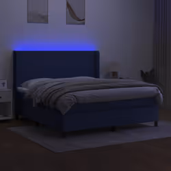 vidaXL Letto a Molle con Materasso e LED Blu 160x200 cm in Tessuto - Vista aggiuntiva 3