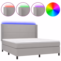 Letto a Molle Materasso e LED Grigio Chiaro 180x200 cm Tessutocod mxl 75315 - Vista aggiuntiva 2