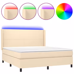 Letto a Molle con Materasso e LED Crema 180x200 cm in Tessutocod mxl 75314 - Vista aggiuntiva 2