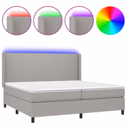 vidaXL Letto a Molle Materasso e LED Grigio Chiaro 200x200 cm Tessuto - Vista aggiuntiva 2