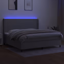 vidaXL Letto a Molle Materasso e LED Grigio Chiaro 200x200 cm Tessuto - Vista aggiuntiva 3