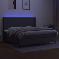 vidaXL Letto a Molle Materasso e LED Grigio Scuro 200x200cm in Tessuto - Vista aggiuntiva 3