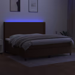 vidaXL Letto a Molle Materasso e LED MarroneScuro 200x200cm in Tessuto - Vista aggiuntiva 3