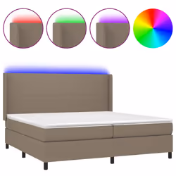 vidaXL Letto a Molle Materasso e LED tortora 200x200cm in Tessuto - Vista aggiuntiva 2