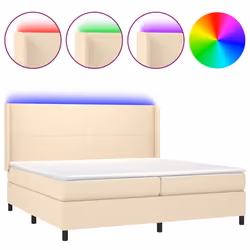 vidaXL Letto a Molle Materasso e LED bianco 200x200cm in Tessuto - Vista aggiuntiva 2