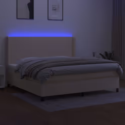vidaXL Letto a Molle Materasso e LED bianco 200x200cm in Tessuto - Vista aggiuntiva 3