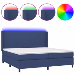vidaXL Letto a Molle Materasso e LED Blu 200x200cm in Tessuto - Vista aggiuntiva 2