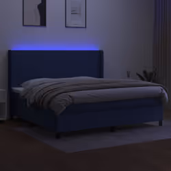 vidaXL Letto a Molle Materasso e LED Blu 200x200cm in Tessuto - Vista aggiuntiva 3