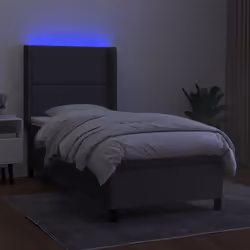 Letto a Molle Materasso e LED Grigio Scuro 90x190 cm in Tessutocod mxl 99299 - Vista aggiuntiva 3