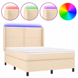 Letto a Molle con Materasso e LED Crema 140x190 cm in Tessutocod mxl 99304 - Vista aggiuntiva 2