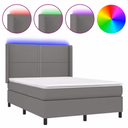vidaXL Letto a Molle Materasso e LED Grigio Scuro 140x200cm in Tessuto - Vista aggiuntiva 2