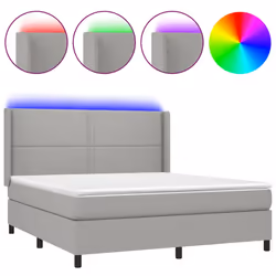 vidaXL Letto a Molle Materasso e LED Grigio Chiaro 180x200 cm Tessuto - Vista aggiuntiva 2