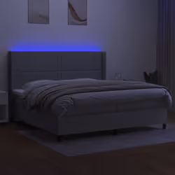 vidaXL Letto a Molle Materasso e LED Grigio Chiaro 200x200 cm Tessuto - Vista aggiuntiva 3