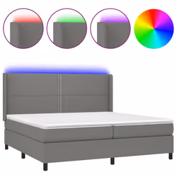 vidaXL Letto a Molle Materasso e LED Grigio Scuro 200x200cm in Tessuto - Vista aggiuntiva 2