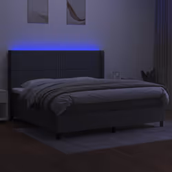 vidaXL Letto a Molle Materasso e LED Grigio Scuro 200x200cm in Tessuto - Vista aggiuntiva 3