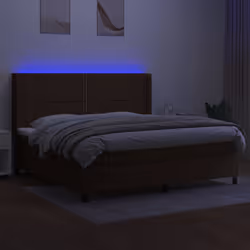 vidaXL Letto a Molle Materasso e LED MarroneScuro 200x200cm in Tessuto - Vista aggiuntiva 3