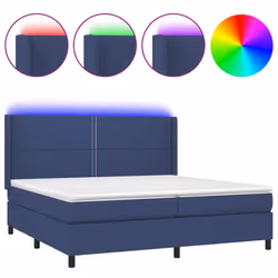 vidaXL Letto a Molle Materasso e LED Blu 200x200cm in Tessuto - Vista aggiuntiva 2