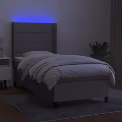 vidaXL Letto a Molle Materasso e LED Grigio Chiaro 100x200 cm Tessuto - Vista aggiuntiva 3