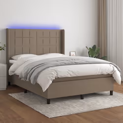 Letto a Molle con Materasso e LED Tortora 140x190 cm in Tessutocod mxl 75322