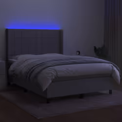 vidaXL Letto a Molle Materasso e LED Grigio Chiaro 140x200 cm Tessuto - Vista aggiuntiva 3