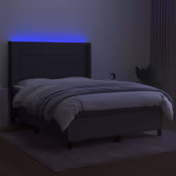 vidaXL Letto a Molle Materasso e LED Grigio Scuro 140x200cm in Tessuto - Vista aggiuntiva 3