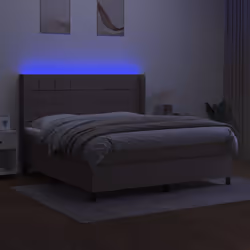 Letto a Molle con Materasso e LED Tortora 160x200 cm in Tessutocod mxl 123532 - Vista aggiuntiva 3