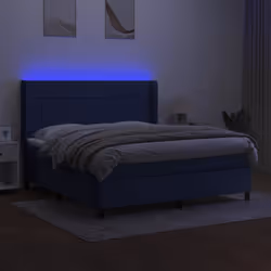 vidaXL Letto a Molle con Materasso e LED Blu 160x200 cm in Tessuto - Vista aggiuntiva 3