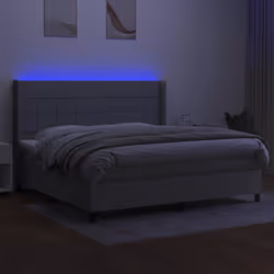 vidaXL Letto a Molle Materasso e LED Grigio Chiaro 200x200 cm Tessuto - Vista aggiuntiva 3