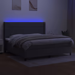 vidaXL Letto a Molle Materasso e LED Grigio Scuro 200x200cm in Tessuto - Vista aggiuntiva 3