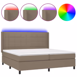 vidaXL Letto a Molle Materasso e LED tortora 200x200cm in Tessuto - Vista aggiuntiva 2