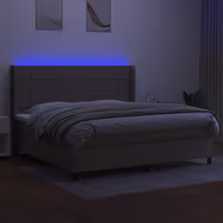 vidaXL Letto a Molle Materasso e LED tortora 200x200cm in Tessuto - Vista aggiuntiva 3