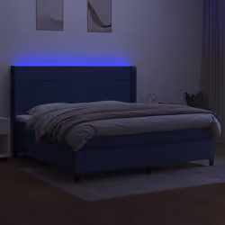 vidaXL Letto a Molle Materasso e LED Blu 200x200cm in Tessuto - Vista aggiuntiva 3