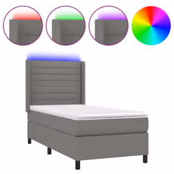 vidaXL Letto a Molle Materasso e LED Grigio Scuro 80x200 cm in Tessuto - Vista aggiuntiva 2