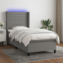 Letto a Molle Materasso e LED Grigio Scuro 90x190 cm in Tessutocod mxl 79649