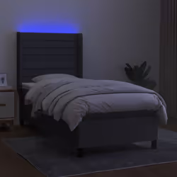 Letto a Molle Materasso e LED Grigio Scuro 100x200cm in Tessutocod mxl 123253 - Vista aggiuntiva 3