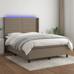 Letto a Molle con Materasso e LED Tortora 140x190 cm in Tessutocod mxl 75333