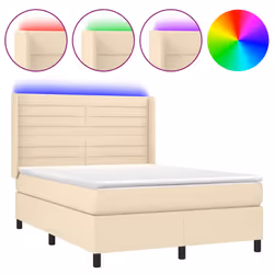 Letto a Molle con Materasso e LED Crema 140x200 cm in Tessutocod mxl 99318 - Vista aggiuntiva 2