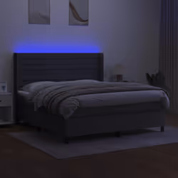 vidaXL Letto a Molle Materasso e LED Grigio Scuro 160x200cm in Tessuto - Vista aggiuntiva 3