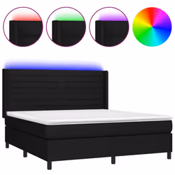 Letto a Molle con Materasso e LED Nero 160x200 cm in Tessutocod mxl 123263 - Vista aggiuntiva 2