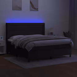 Letto a Molle con Materasso e LED Nero 160x200 cm in Tessutocod mxl 123263 - Vista aggiuntiva 3