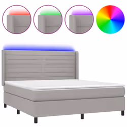 Letto a Molle Materasso e LED Grigio Chiaro 180x200 cm Tessutocod mxl 123261 - Vista aggiuntiva 2
