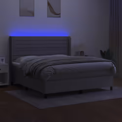 Letto a Molle Materasso e LED Grigio Chiaro 180x200 cm Tessutocod mxl 123261 - Vista aggiuntiva 3